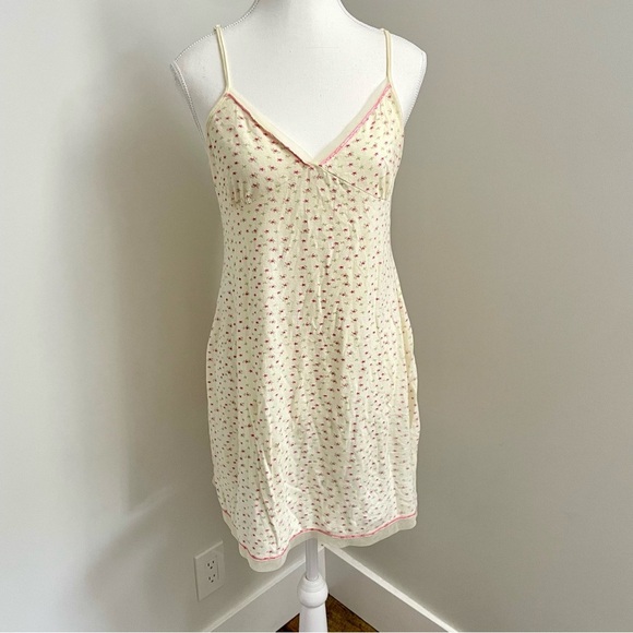 Y2K Claudel Babydoll Mini Dress Cotton Cream Floral Size Medium - Picture 1 of 5